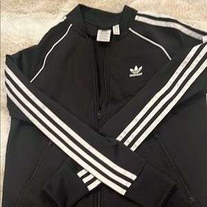 Adidas Black Track Jacket with White Stripes